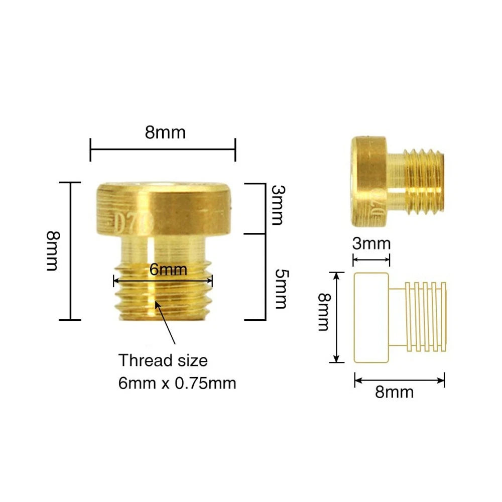 10Pcs M6X0.75mm Carburetor Main Jet #70-#94 For Dellorto 6413 For PHBH PHBL PHBE