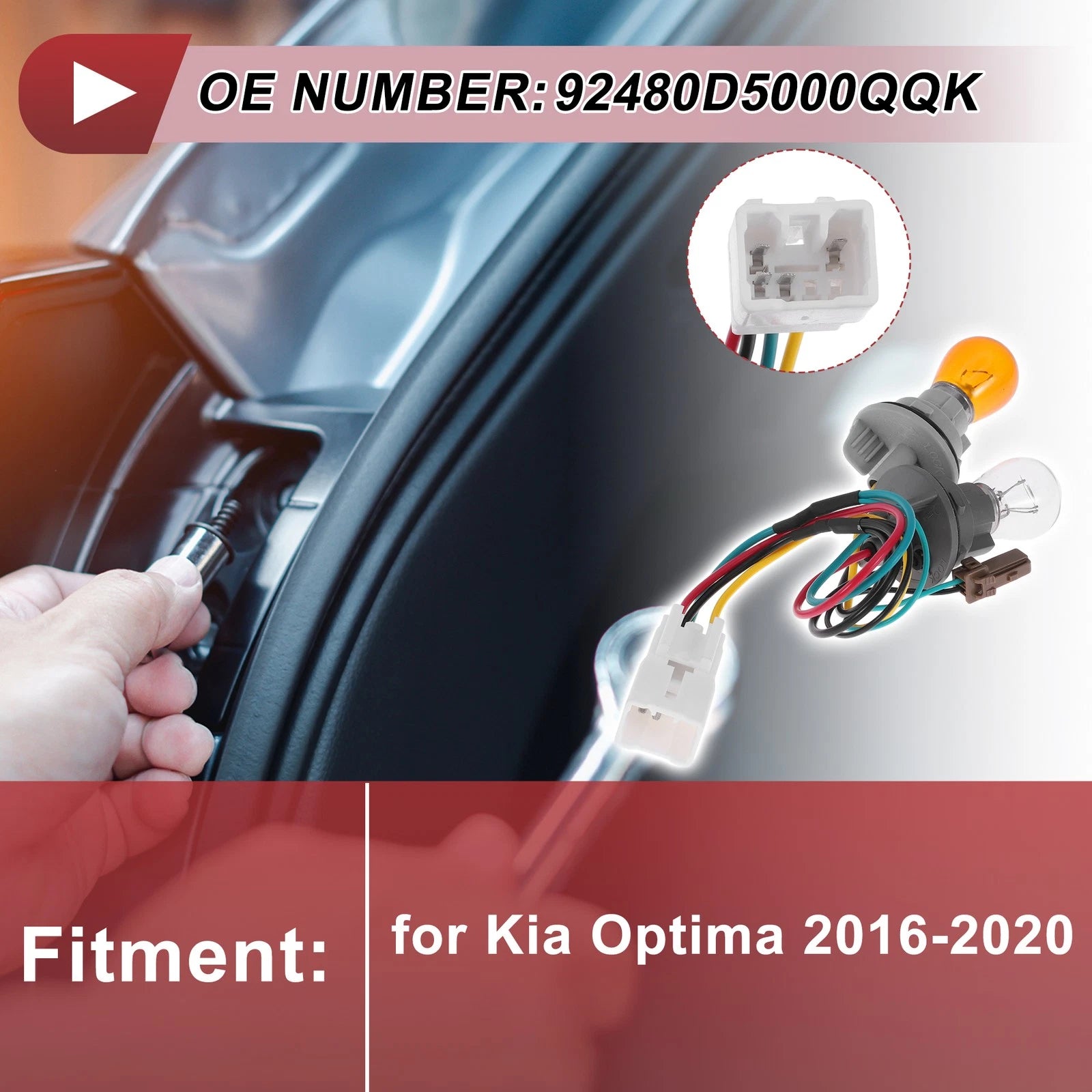 Tail Light Socket Wiring for Kia Optima (2016–2020) No. 92480D5000Q QK
