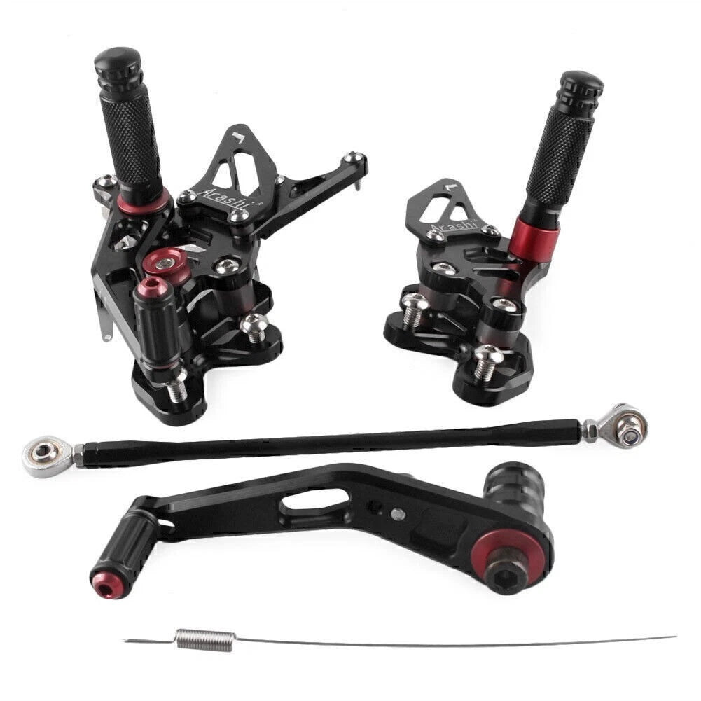 2x Motorcycle Adjustable Rearsets Footpegs Pedals Black for Suzuki GSXR600 2015