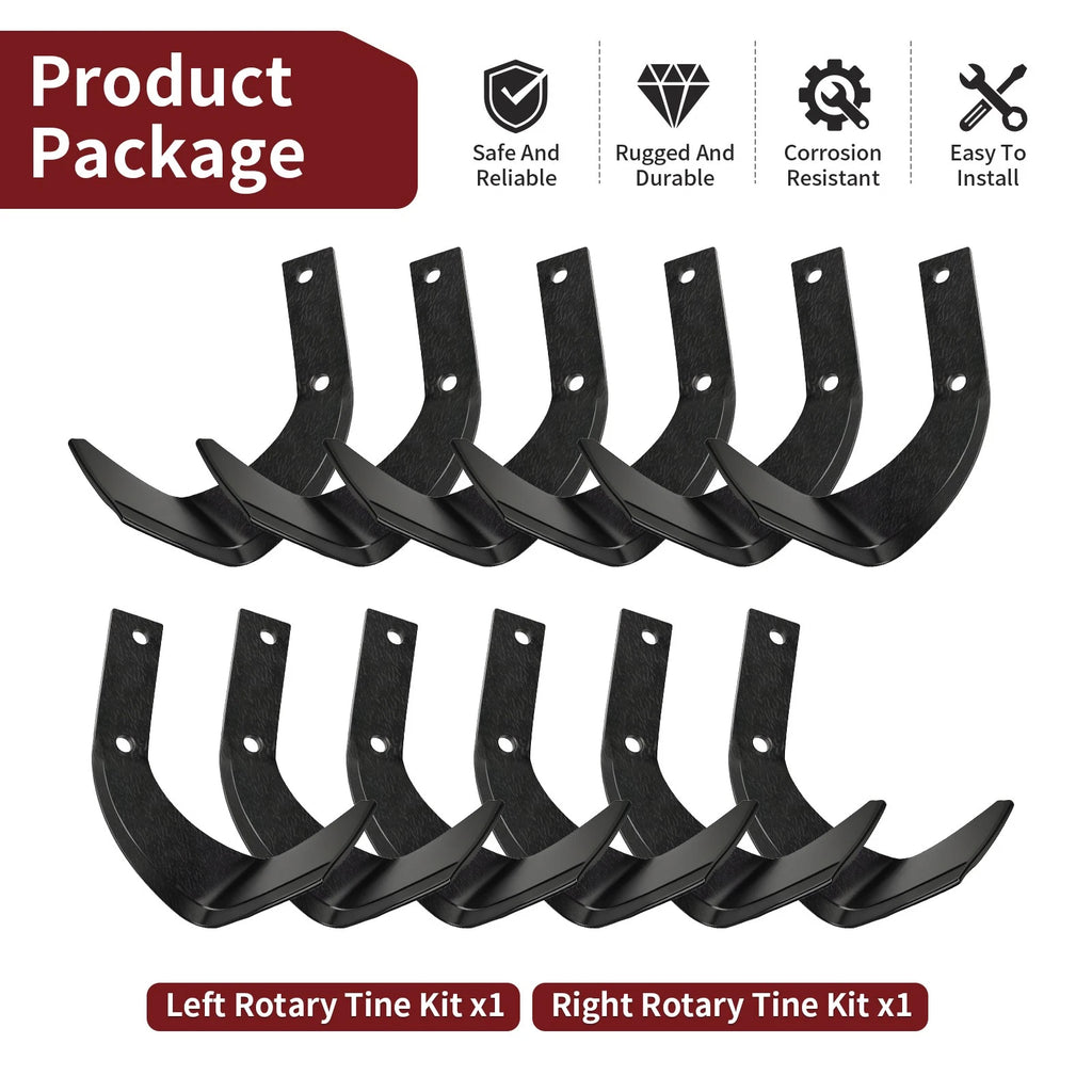 Rotary Tine Kit for Honda Rototiller FRC800 FRC800K1 (FRC800, 72461-V20-003, 72465-V20-003)