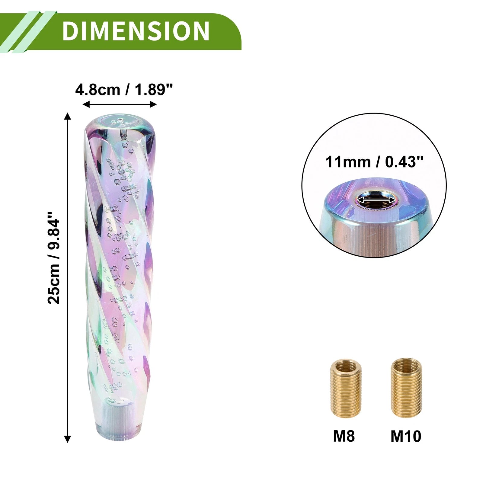 Crystal Shift Knob with 2 Adapters for Universal Fit (25cm)