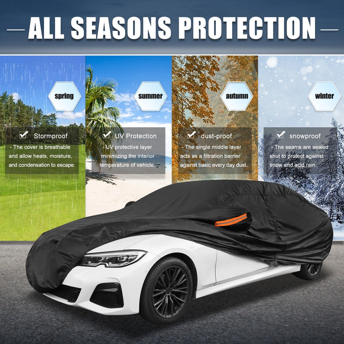 Waterproof Car Cover for BMW 3 Series (w/ Left Zipper)