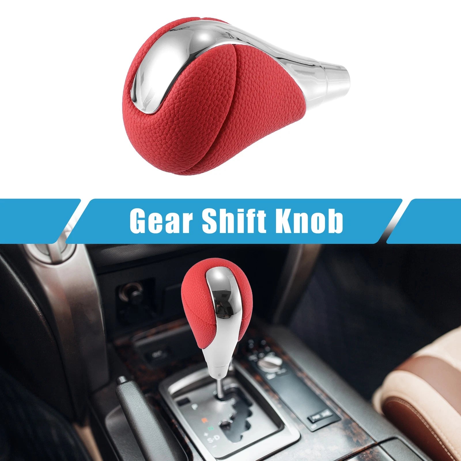 Gear Shift Knob Replacement for Lexus and Toyota Red Silver Tone (All)