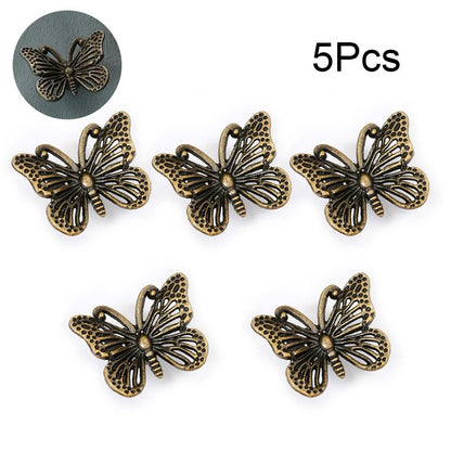 5Pcs Vintage Butterfly Cabinet Knob Pull Handle Zinc Alloy