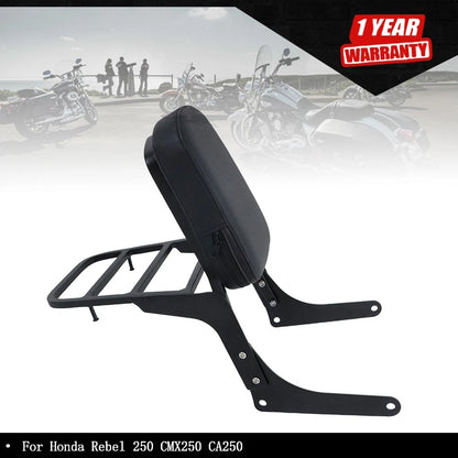 Passenger Backrest Sissy Bar with Luggage Rack for Honda Rebel 250 (1985–2016)