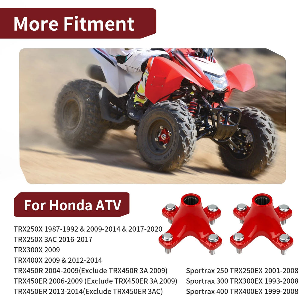 2X Rear Red Wheel Hub for Honda TRX450R (2004–2009) / TRX450ER (2006–2009, 2013–2014)