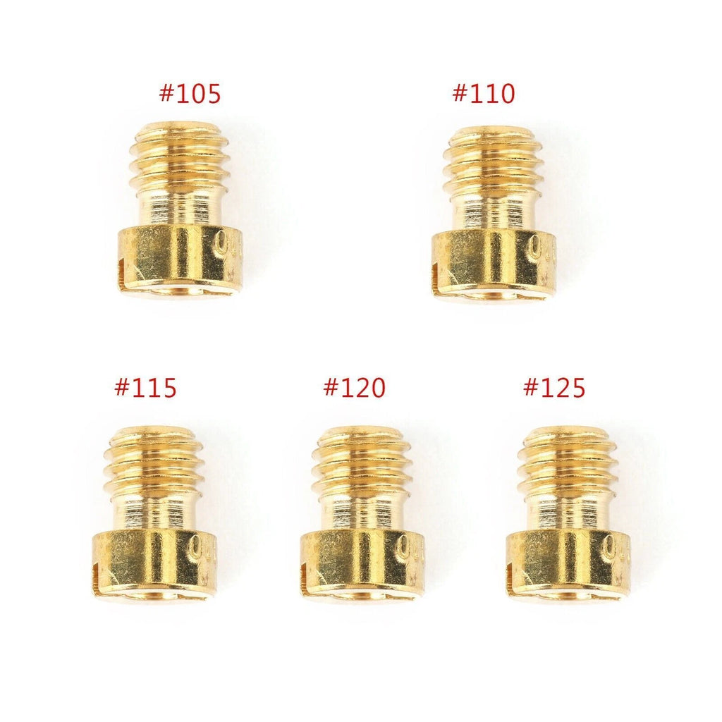 Set of 4 5mm Large Round Carb Main Jets for Mikuni Carburetor (105, 110, 115, 120)