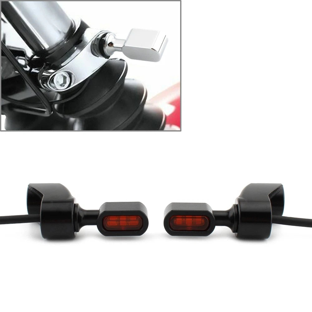 Front Fork Turn Signal Indicator Light for Harley FXR (1987–2000) Black/Orange