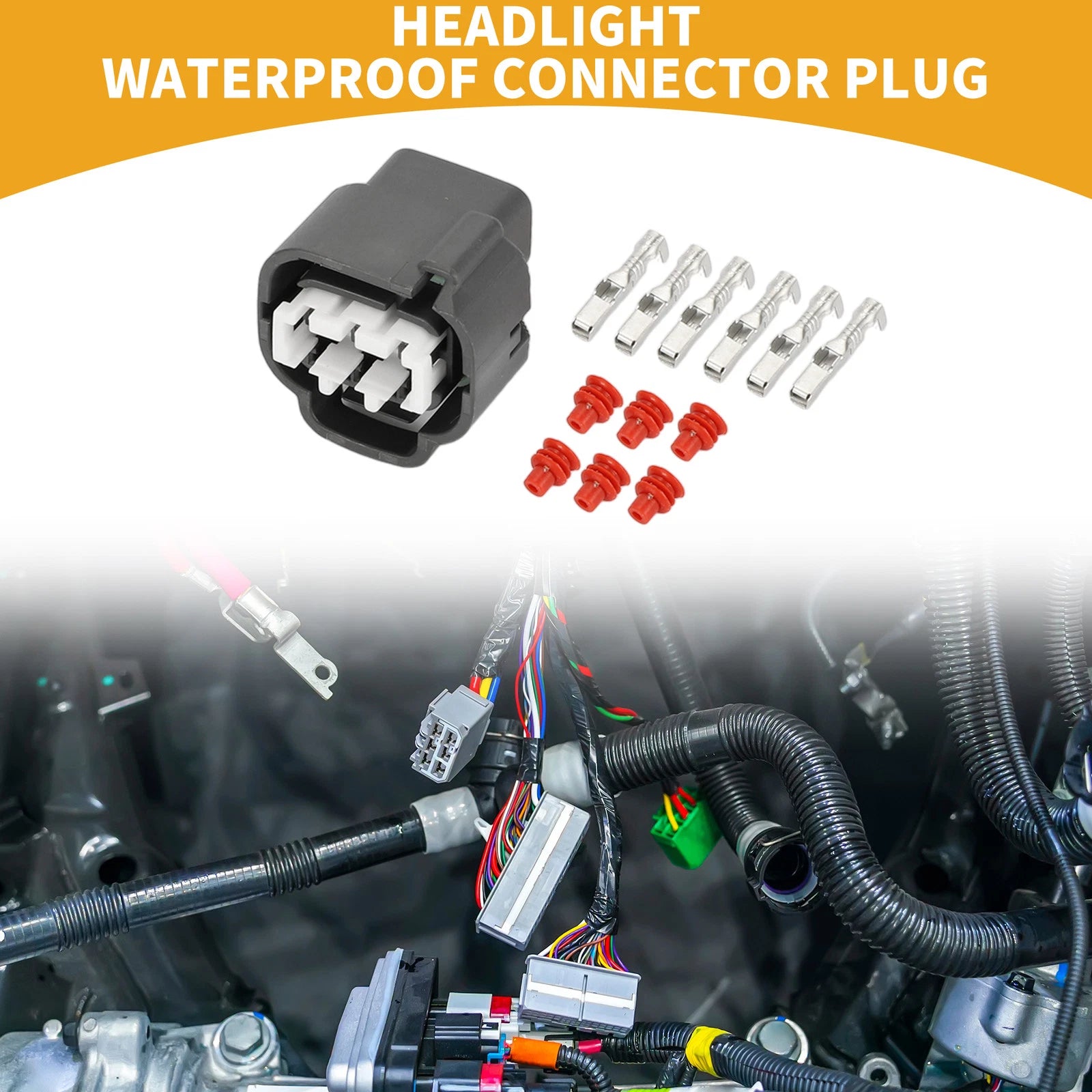 6 Pin Waterproof Headlight Connector Plug for Toyota (1 Set)