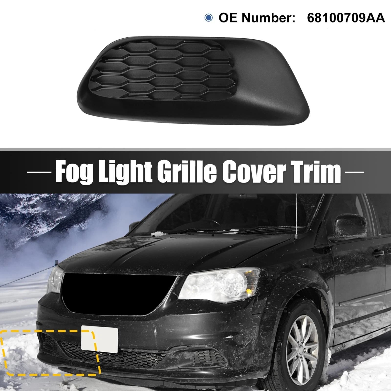 Fog Light Grille Cover Front Left Replacement for Dodge Grand Caravan (2011–2020)