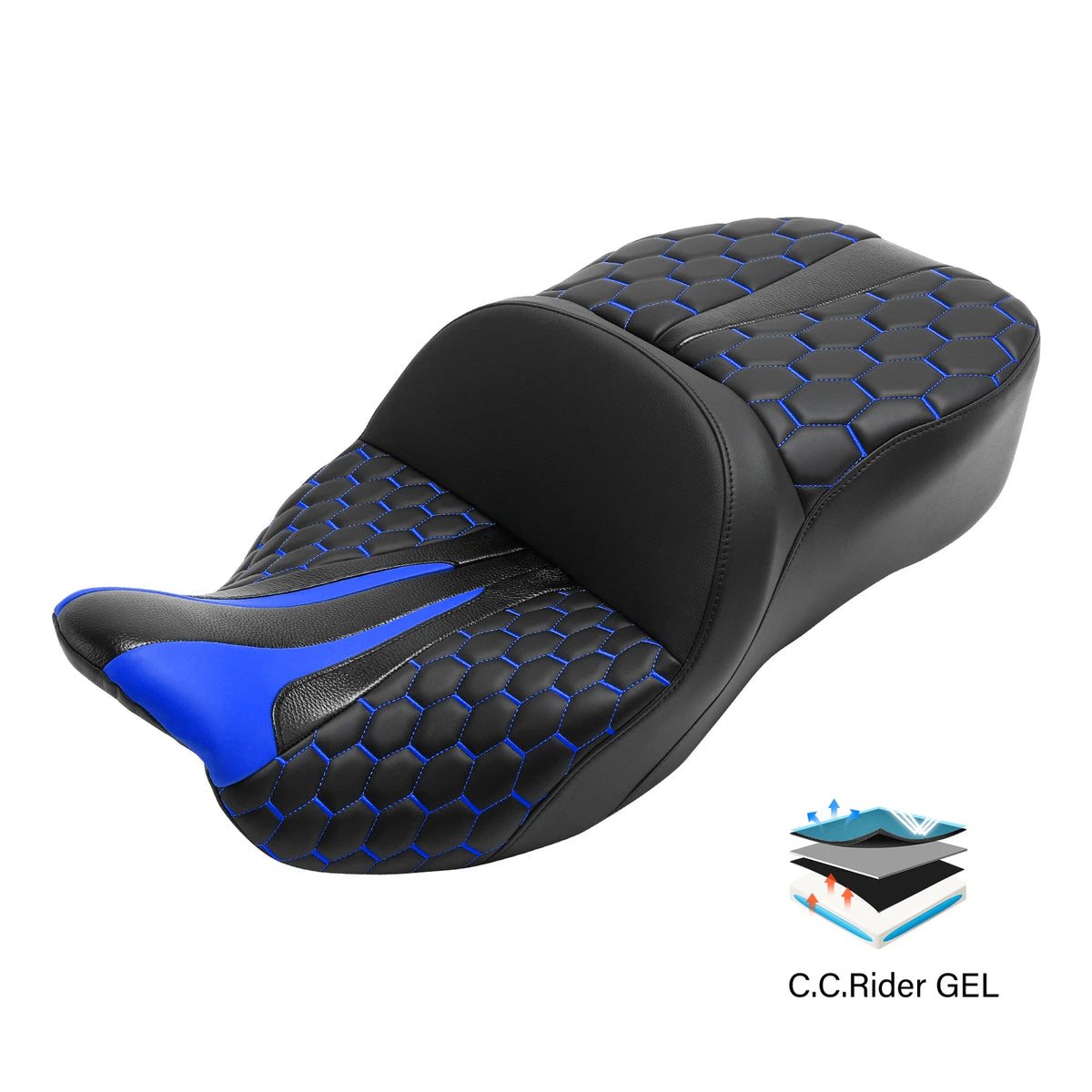 Gel Seat for Harley Road Glide, Road King (2009–2023) - Blue Black