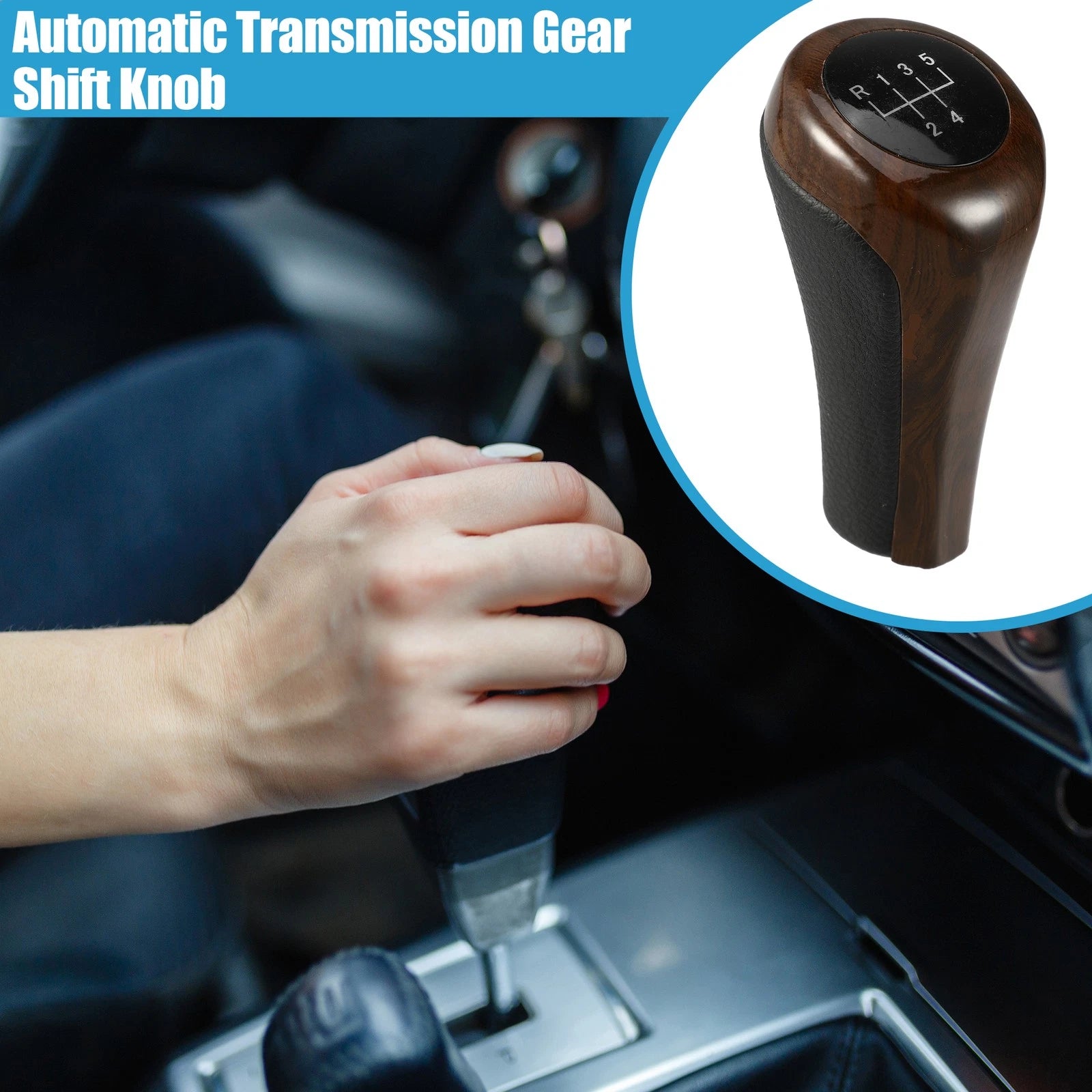 Automatic Transmission Gear Shift Knob 5 Speed for BMW Black Red Wood (2005–2013)