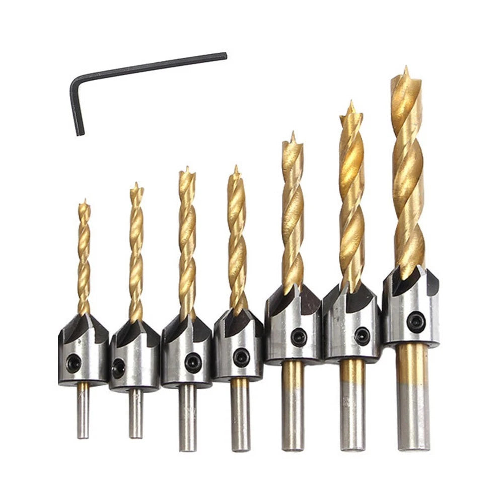 7-Piece Wood Drill Bits Kit 310mm for Woodworking Projects