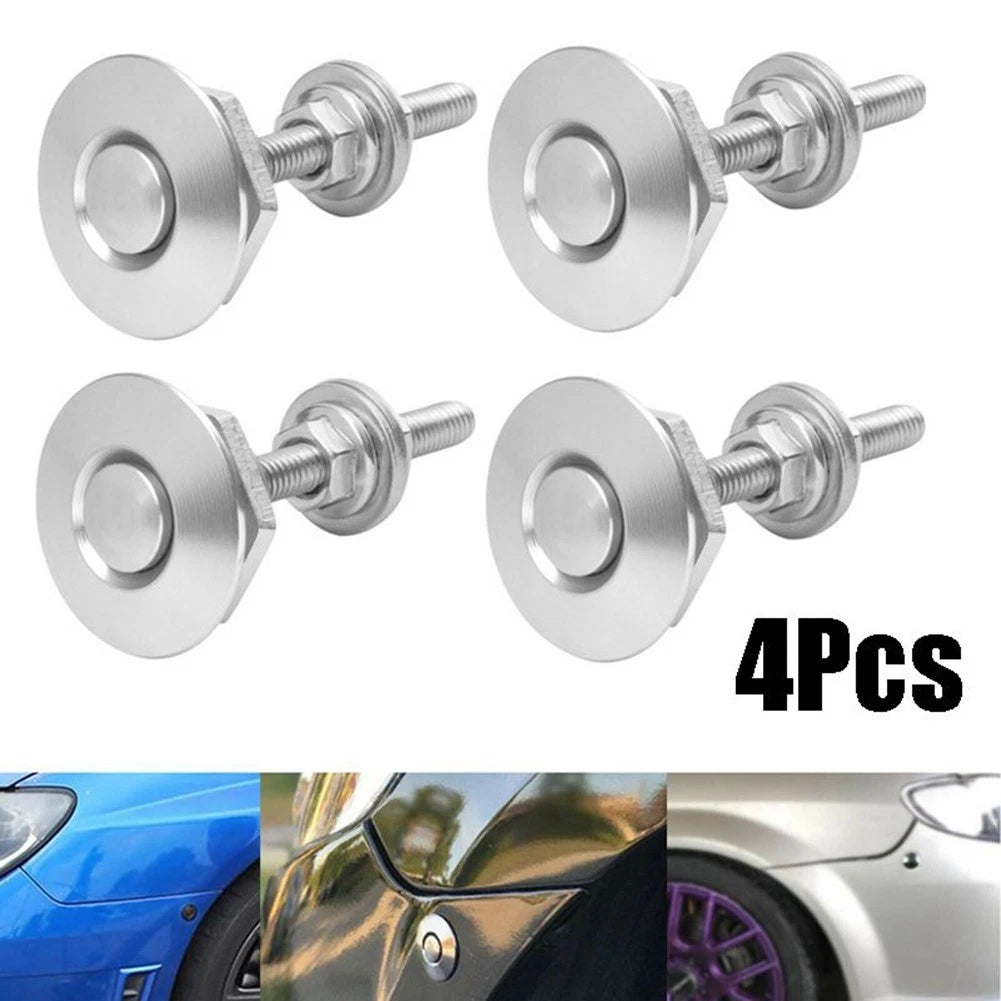 Set of 4 Silver Bonnet Hood Clips for Car Quick Release Locks
