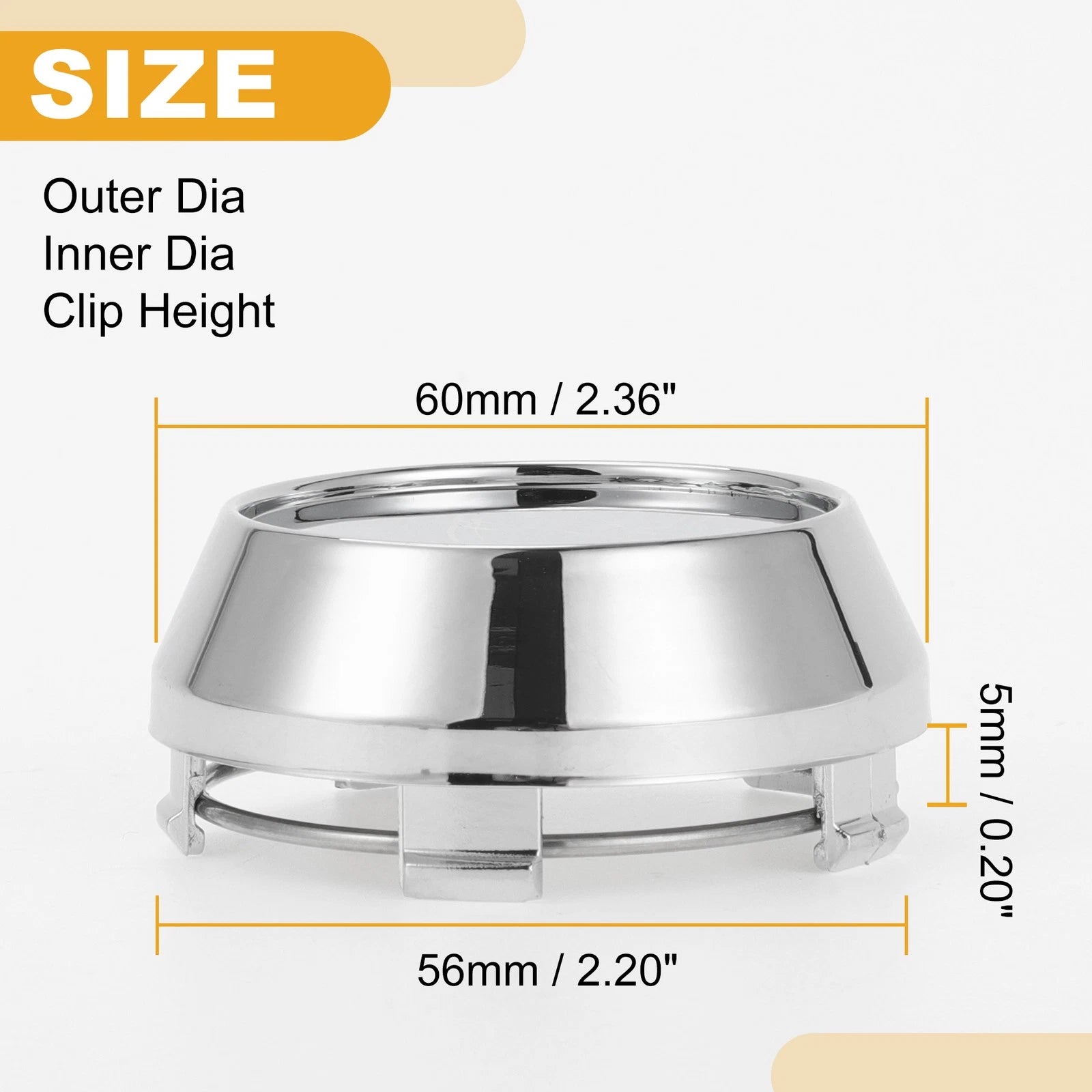 Universal Wheel Hub Center Caps for (60 mm, Chrome)