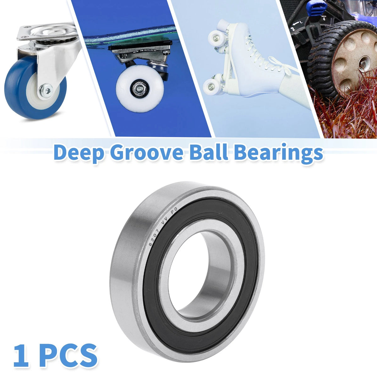 6207VV Deep Groove Ball Bearing for Scooter Skateboard Wheel (P0)