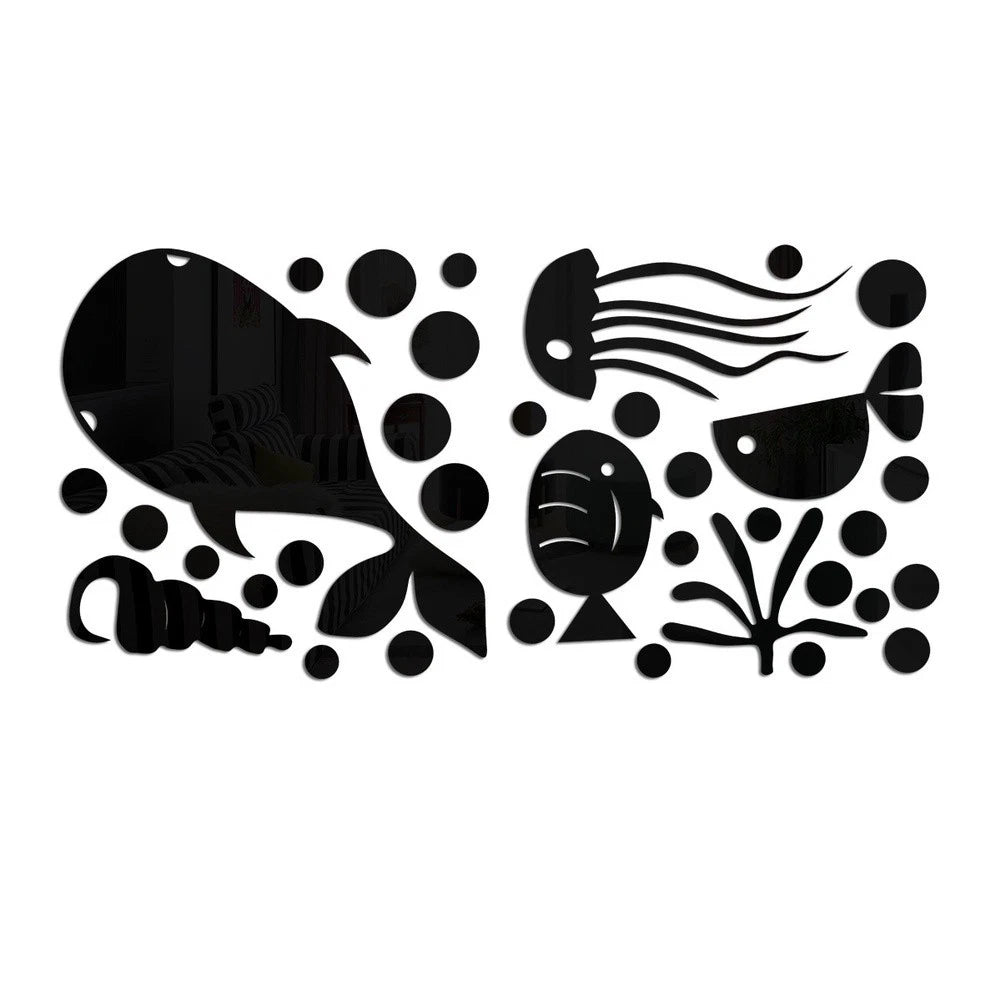 Mirror Effect Sea Fish Wall Sticker for Living Space