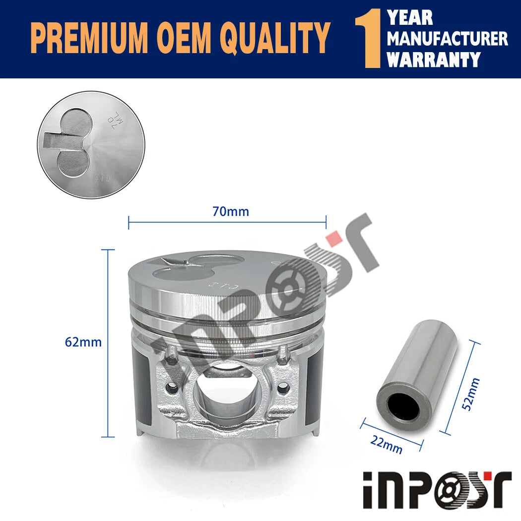 Piston Kit with Ring for Yanmar 2TNV70 (Hitachi 8NX, Takeuchi T108)