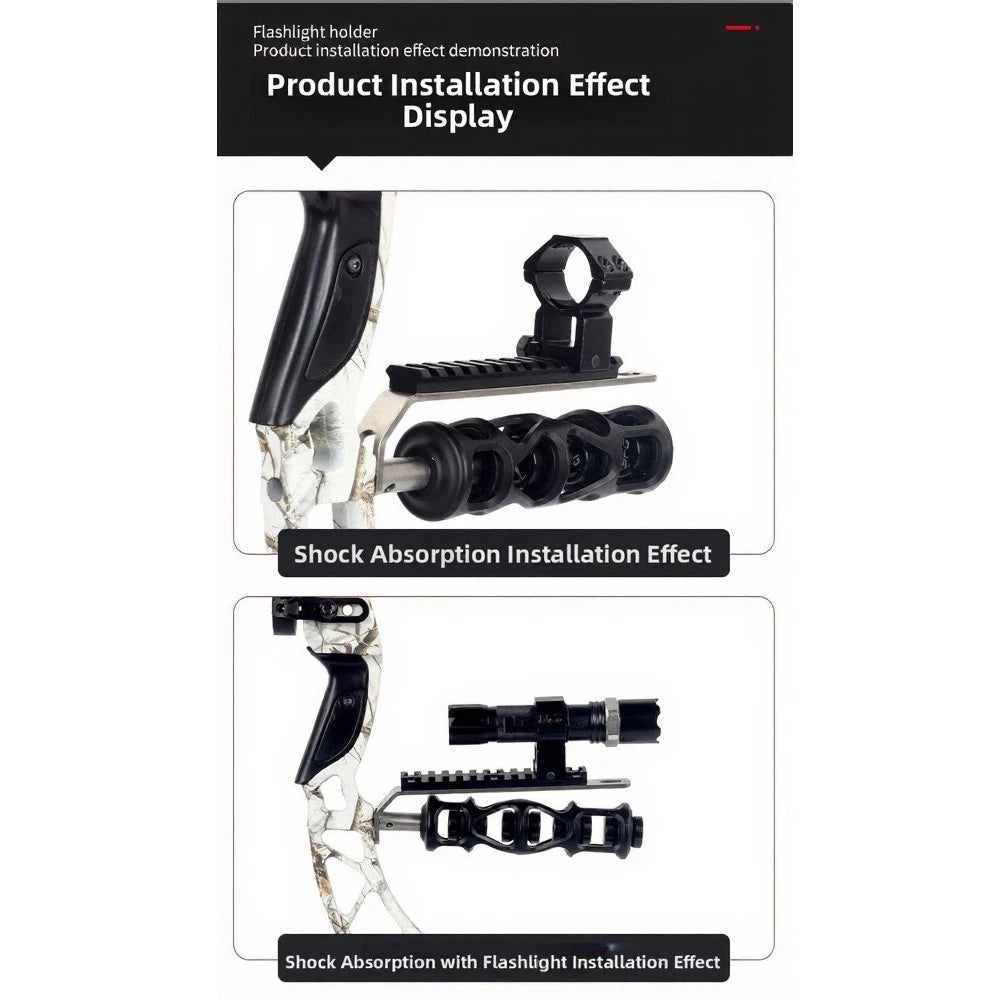 Flashlight Mount Kit for Bow 10cm Alloy 6061+ABS Shock Resistant Black