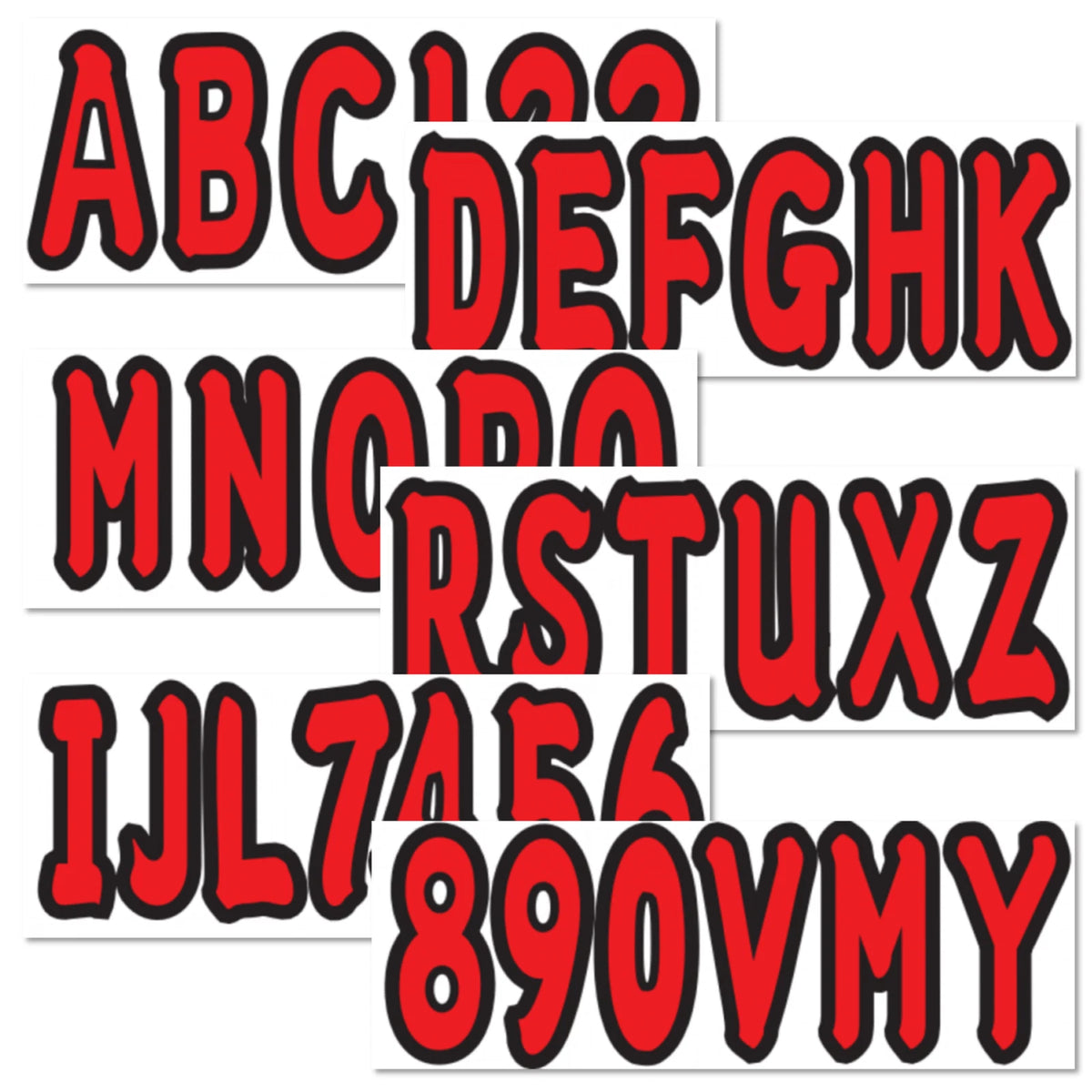 Red Marine Boat Sticker Decals A-Z Letters and 0-9 Numbers