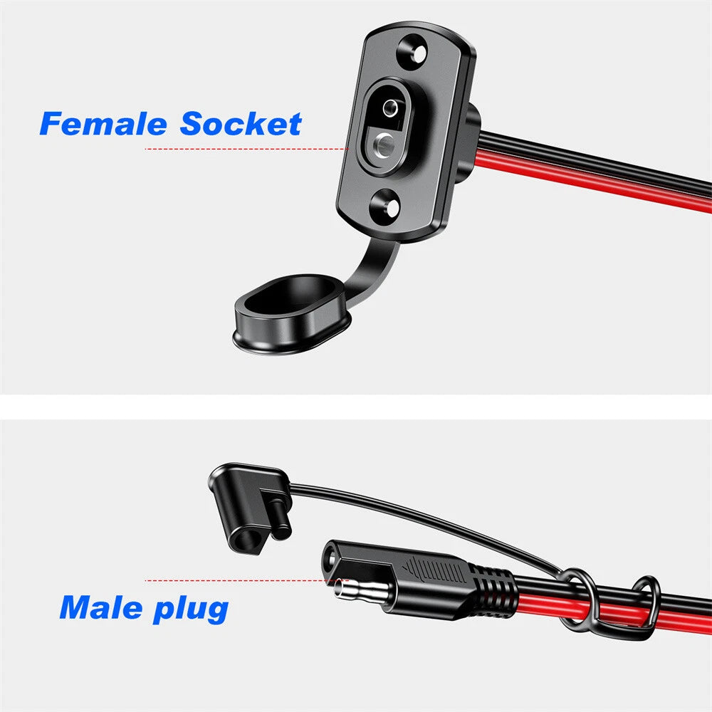 12AWG 30CM SAE Extension Cable Power Socket Quick Connect Panel Connector