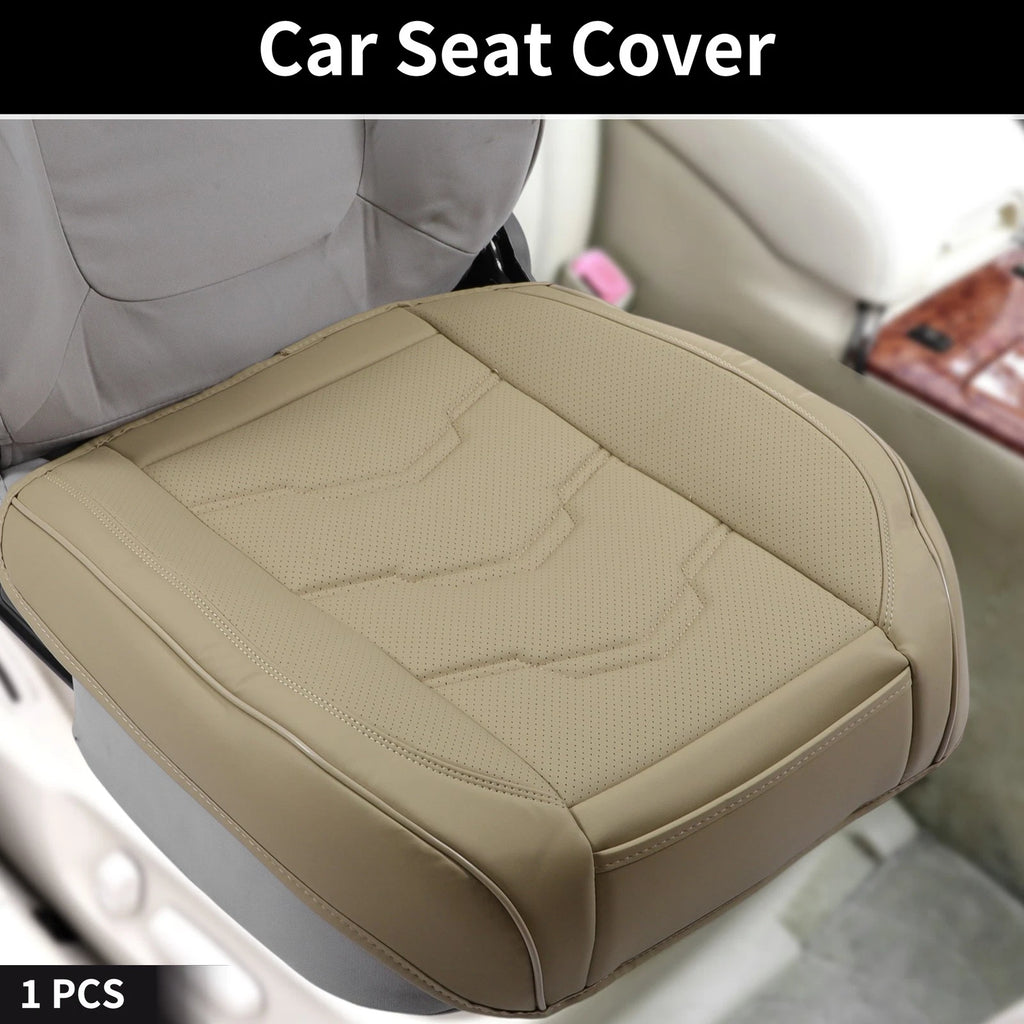 Bottom Seat Pad Cover for Car (Beige Punched Polygon Pattern, Semi-Wrapped)