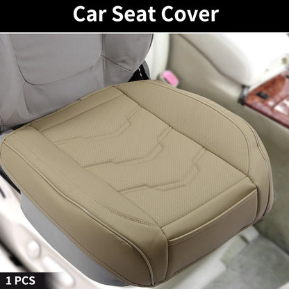 Bottom Seat Pad Cover for Car (Beige Punched Polygon Pattern, Semi-Wrapped)
