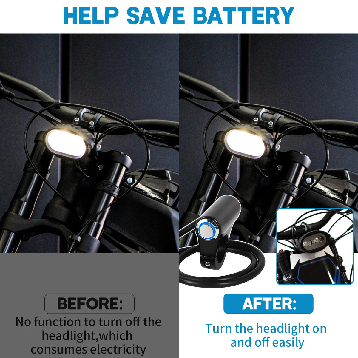 Headlight Switch for Talaria Sting R MX4 (Plug and Play, Blue LED)