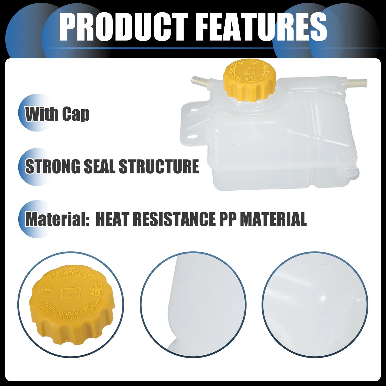 Coolant Expansion Overflow Tank With Cap Replacement for Chevrolet Aveo (2004–2011)