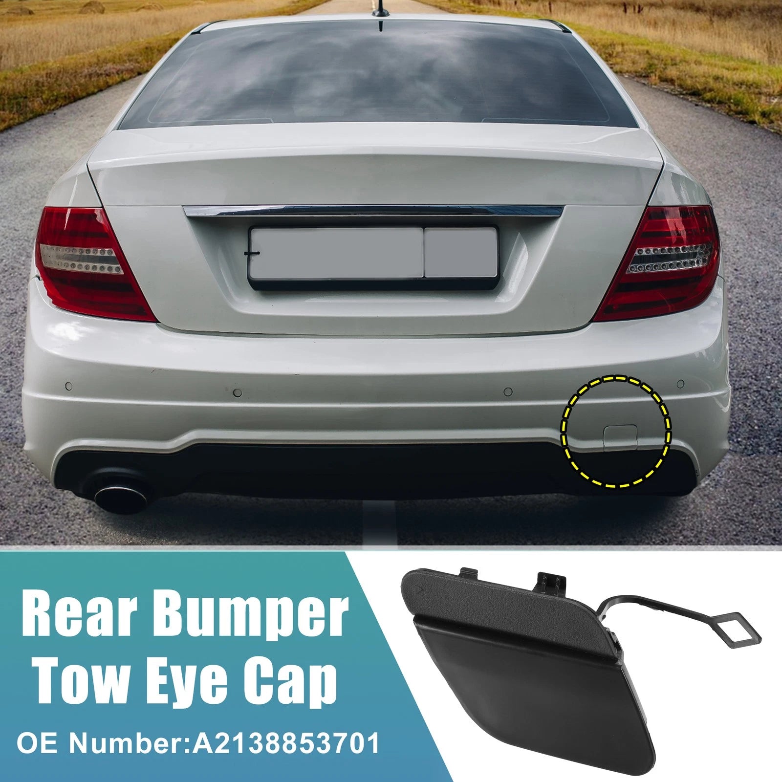 Rear Bumper Tow Hook Cap Replacement for Mercedes E-Class W213 (2016–2023)