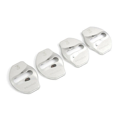 Set of 4 Protective Door Lock Covers for Tesla Model 3 (2017–2023) Silver