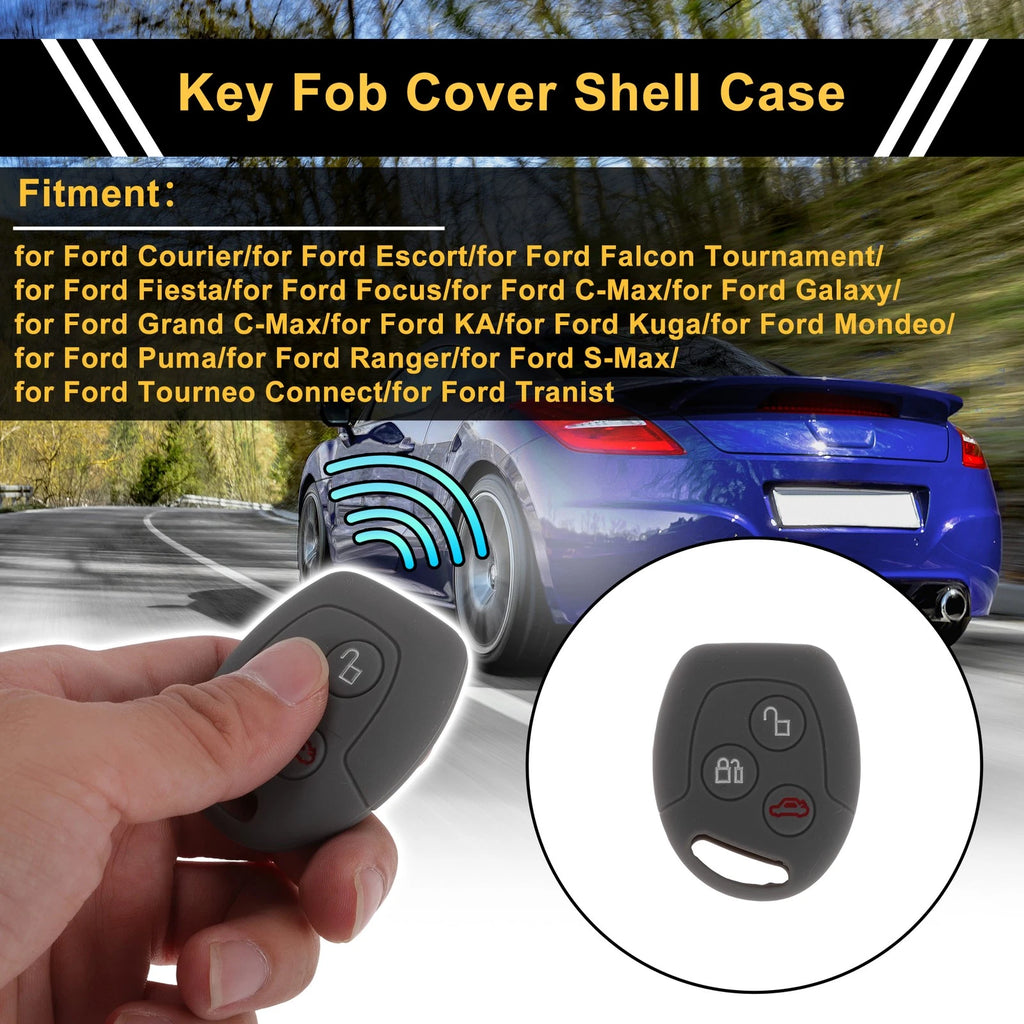 Gray Car Key Case for Ford Courier (2016–2023) - 3 Buttons