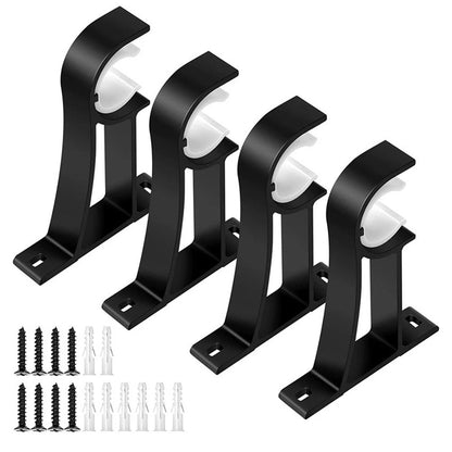 Set of 4 Heavy Duty Curtain Rod Brackets - Aluminum Alloy