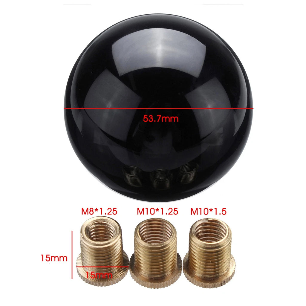 Black Round Ball Shift Knob for Universal Gear Shifter with 3 Adapters