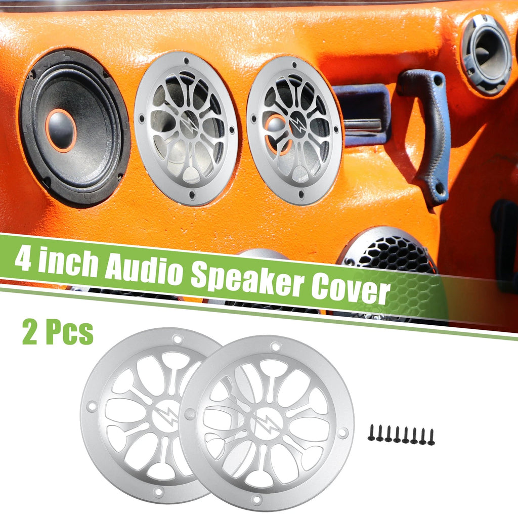 2X 4" Car Speaker Grill Cover for Universal Subwoofer (Silver Tone)