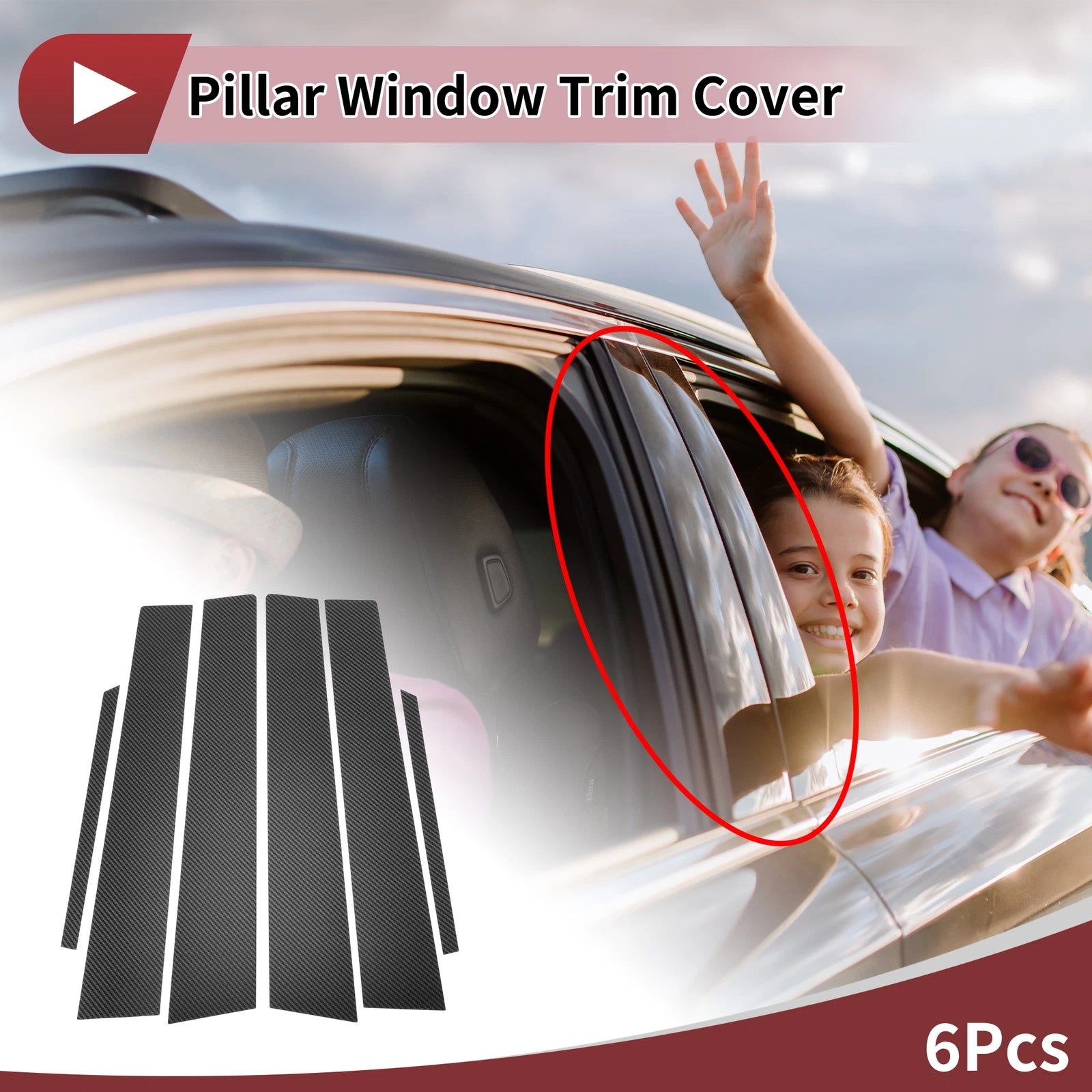 6 Pcs Door Pillar Window Trim Replacement for Toyota Corolla (2007–2013)