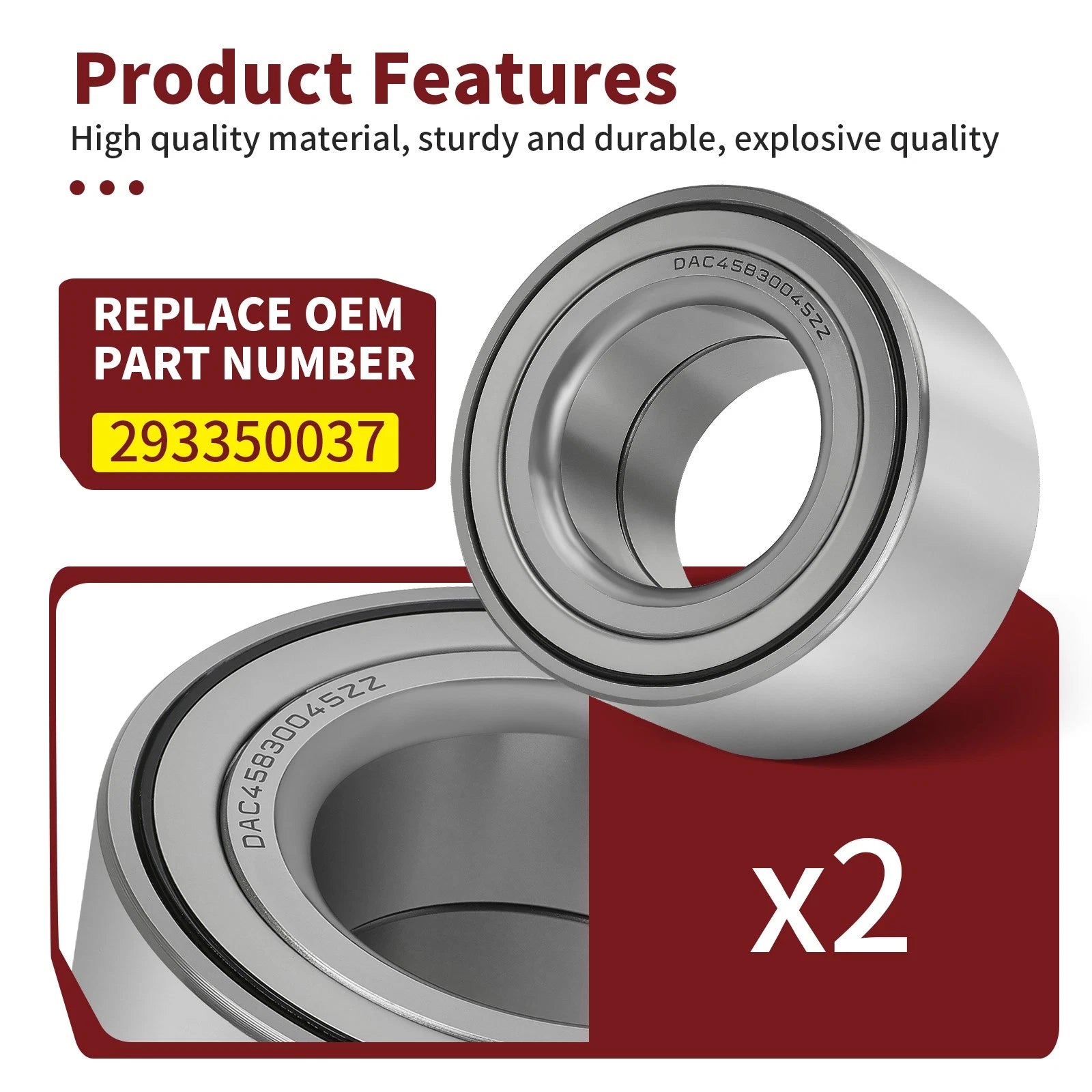 2Pcs Rear Trailing Arm Bearing Kit for Can-Am Renegade 500 800 800R (2007–2019) 293350037