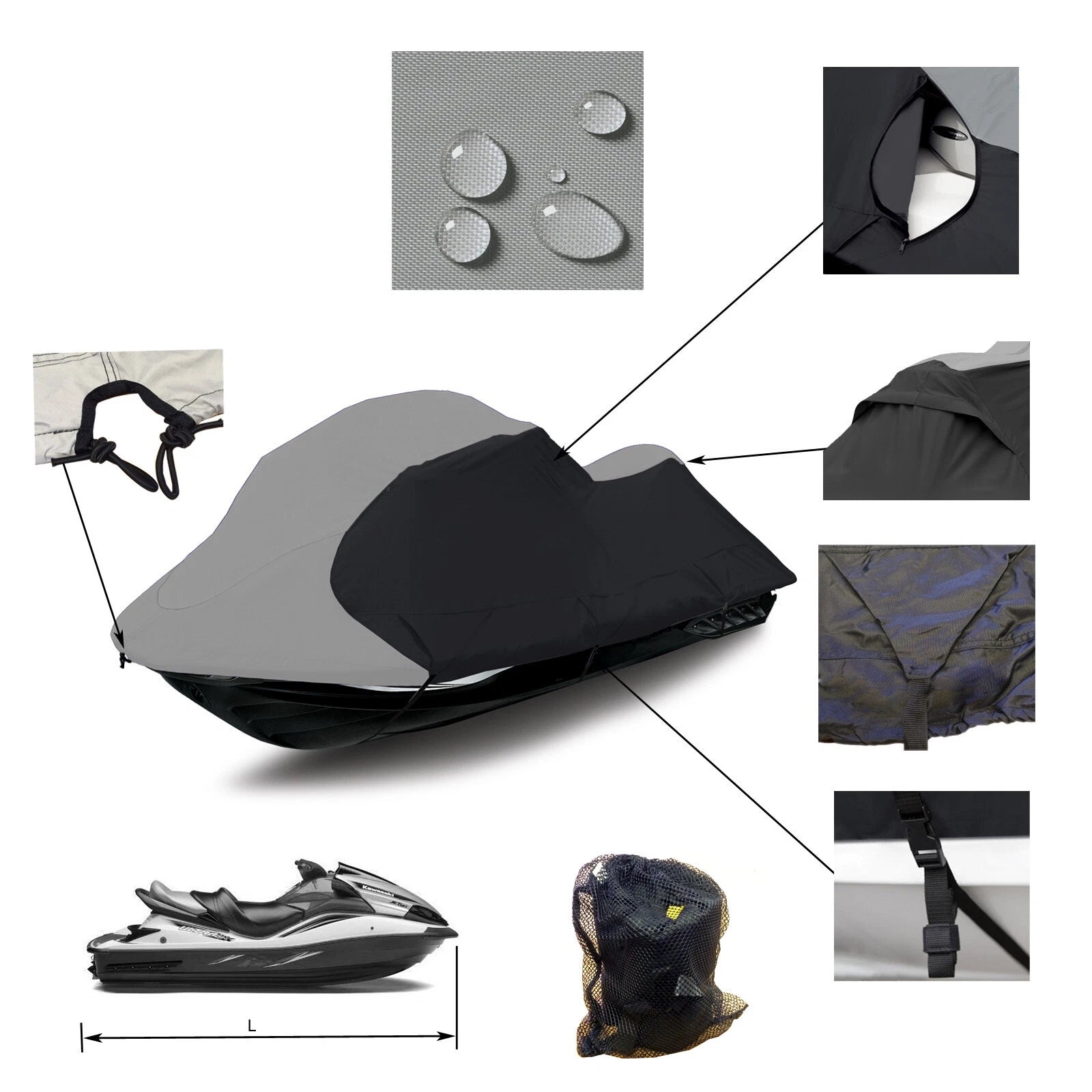 Heavy Duty Trailerable Jet Ski Cover for Sea Doo Wake 155 (2005–2019)
