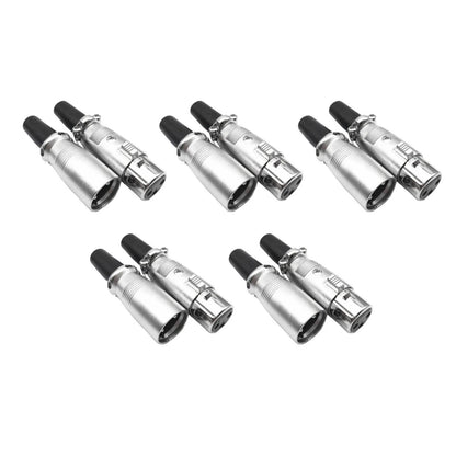 10 Pack XLR 3-Pin Female Male Microphone Adapter Cable Connector