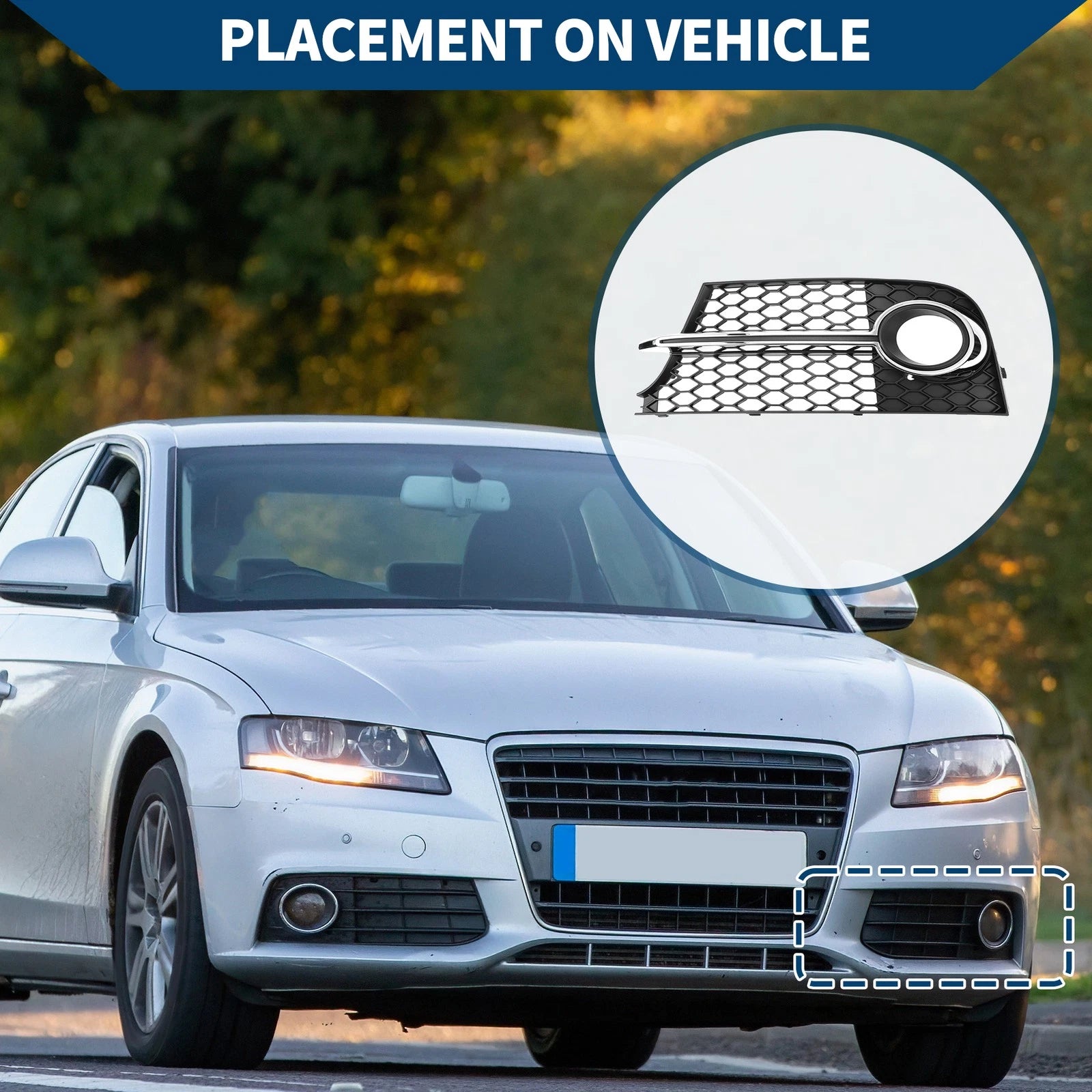 1pc Front Left Fog Light Grill Replacement for Audi TT TTS (2011–2014)