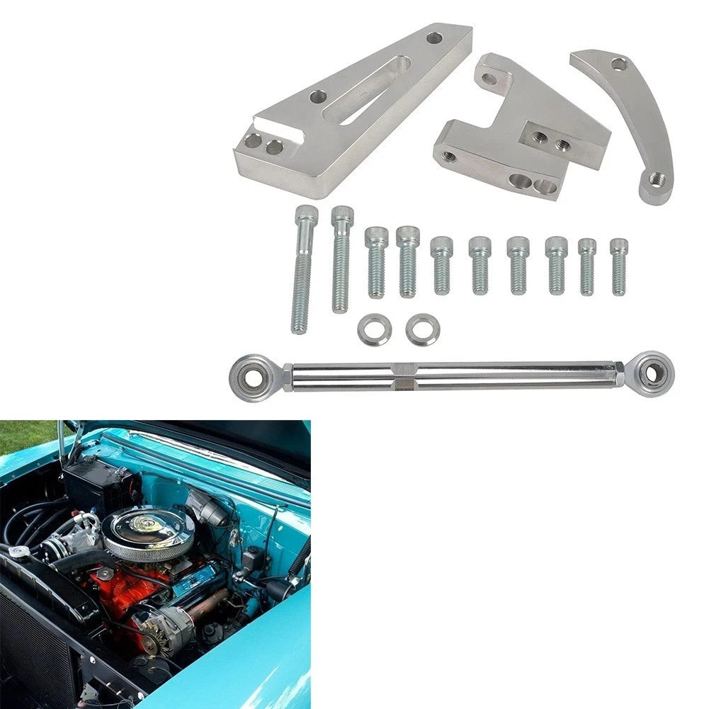 Polished Billet Alternator Bracket Kit for Chevy Small Block For SBC 350 SWP
