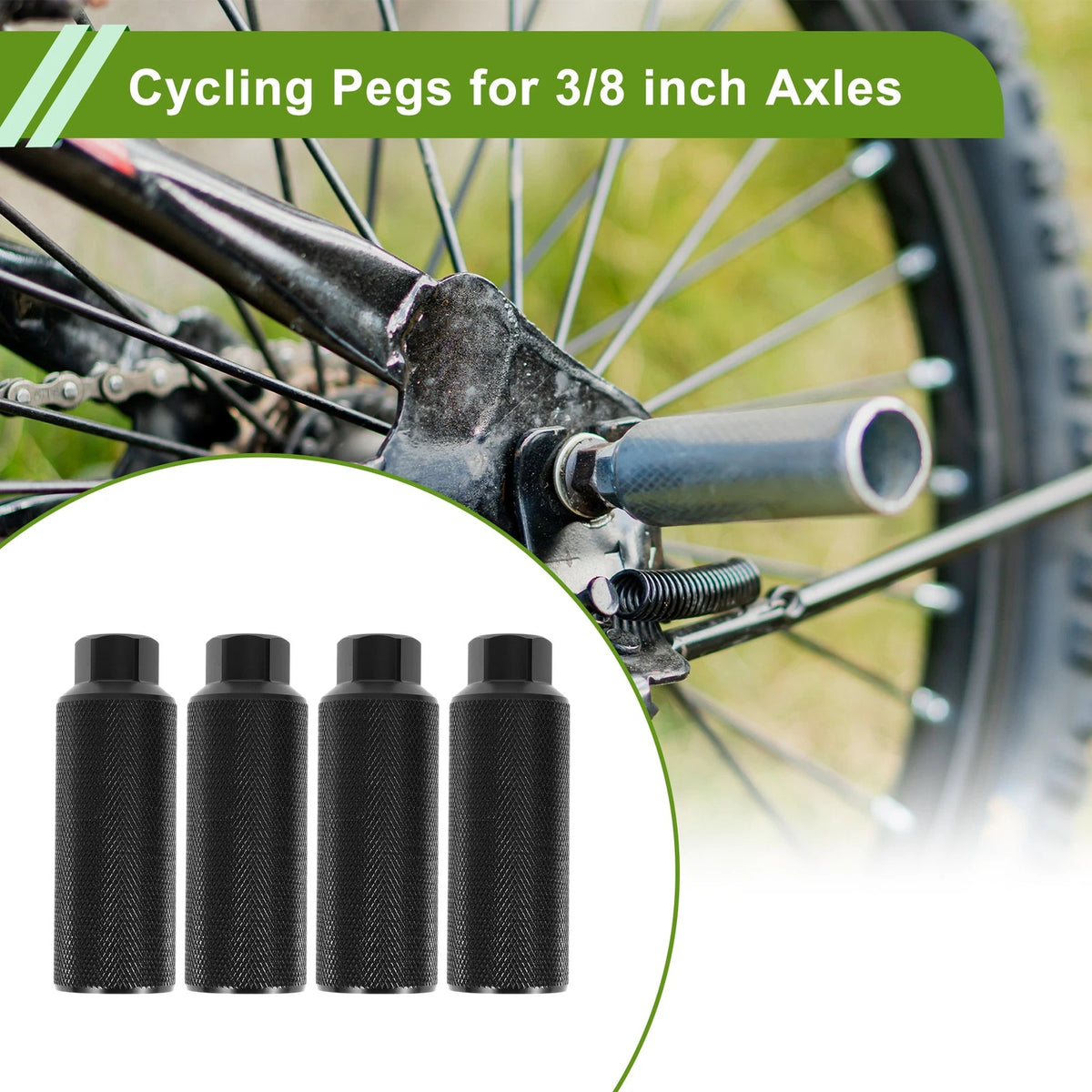 4 Pcs 110mm Bike Pegs Cycling Foot Pegs Black for Universal Fit (Universal)