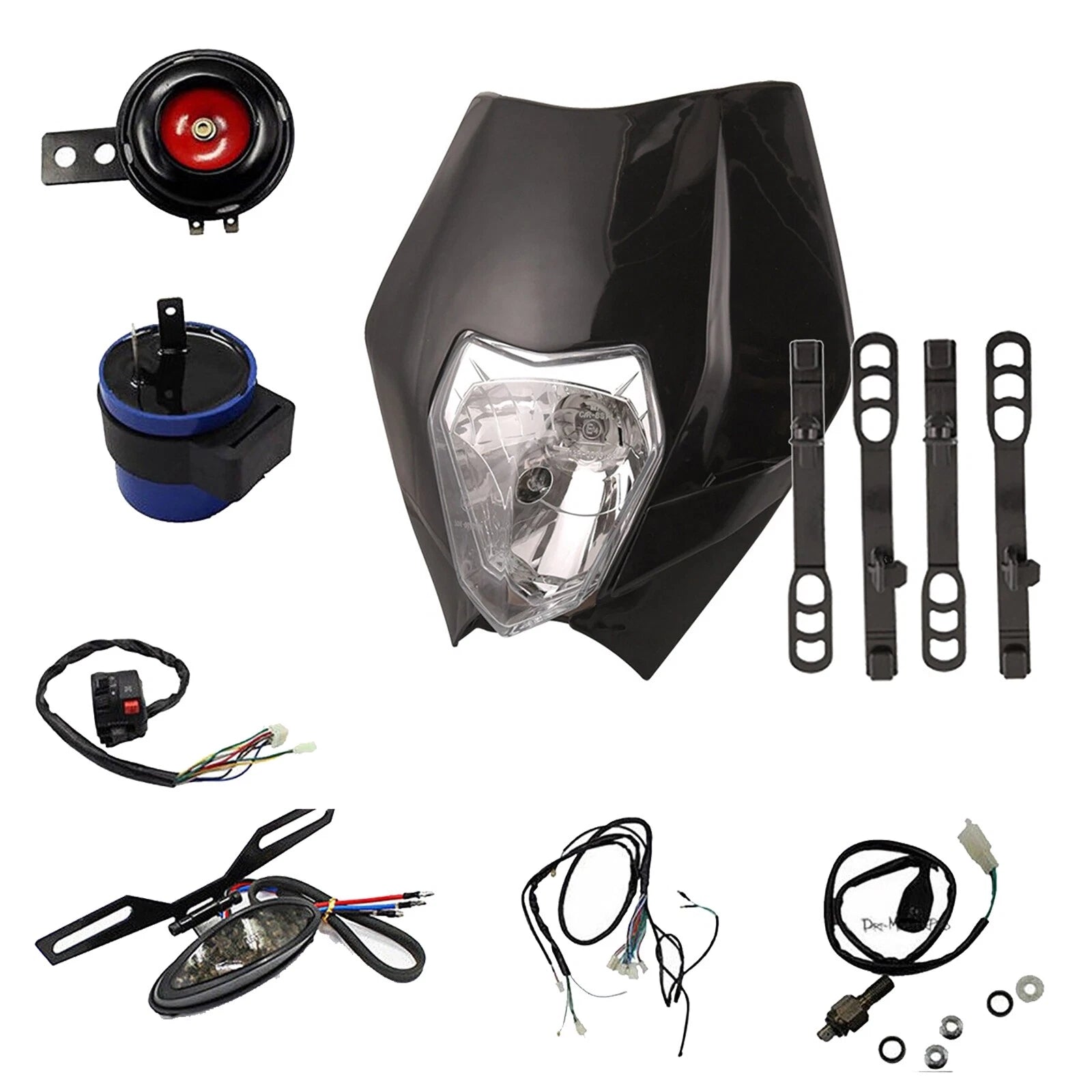 Head Tail Light Kit for Dirt Bike (Black)