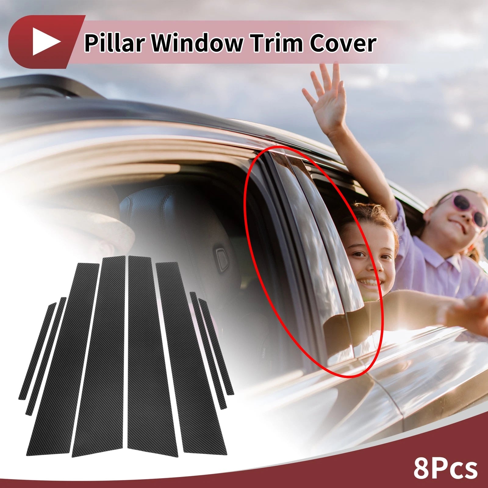 8 Pcs Door Pillar Window Trim Set for Toyota Prius (2016–2022)