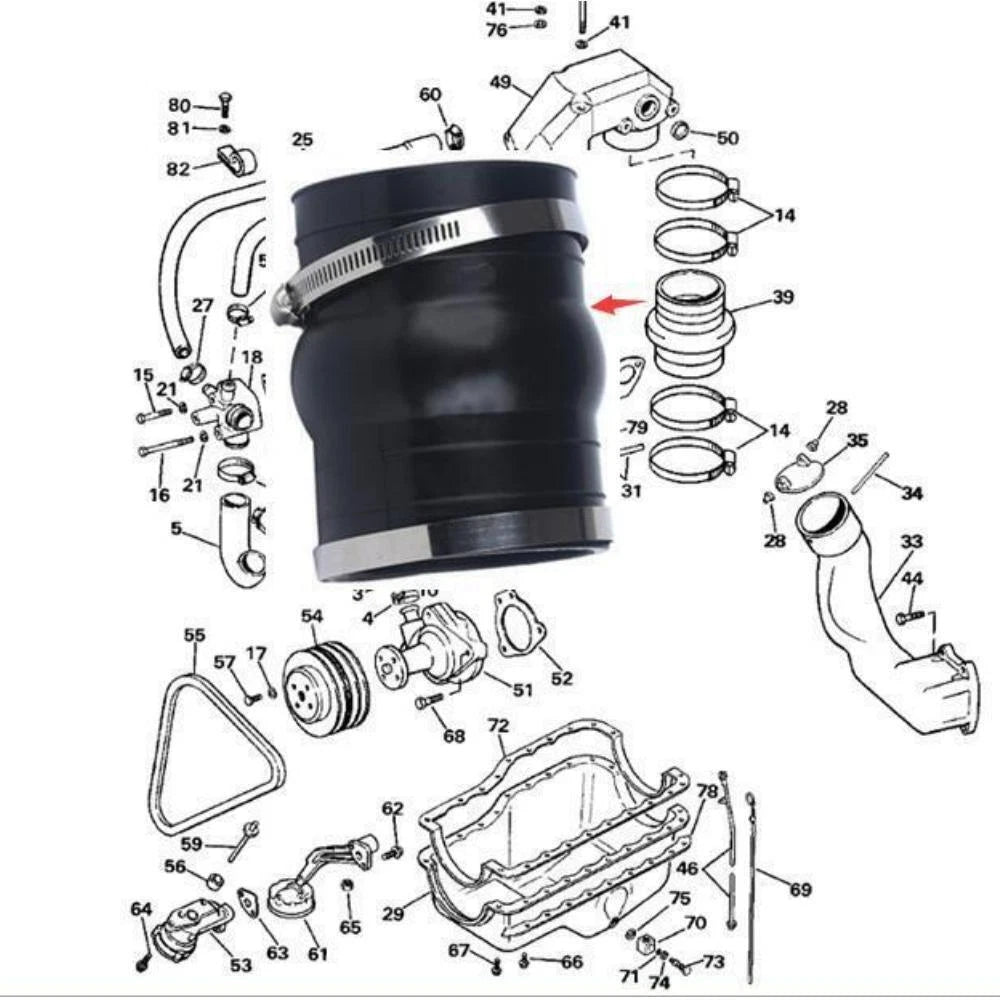 Exhaust Hose Coupler Bellow for Volvo Penta OMC Cobra (Fits 3863450, 18-2780-1, 3852741)