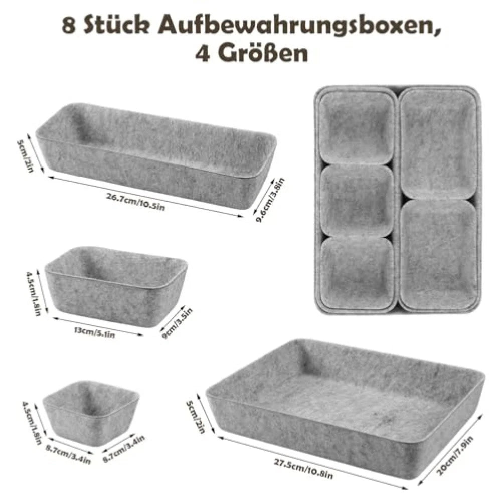 Set of 2 Modern Felt Organizer Boxes for Cosmetics and More