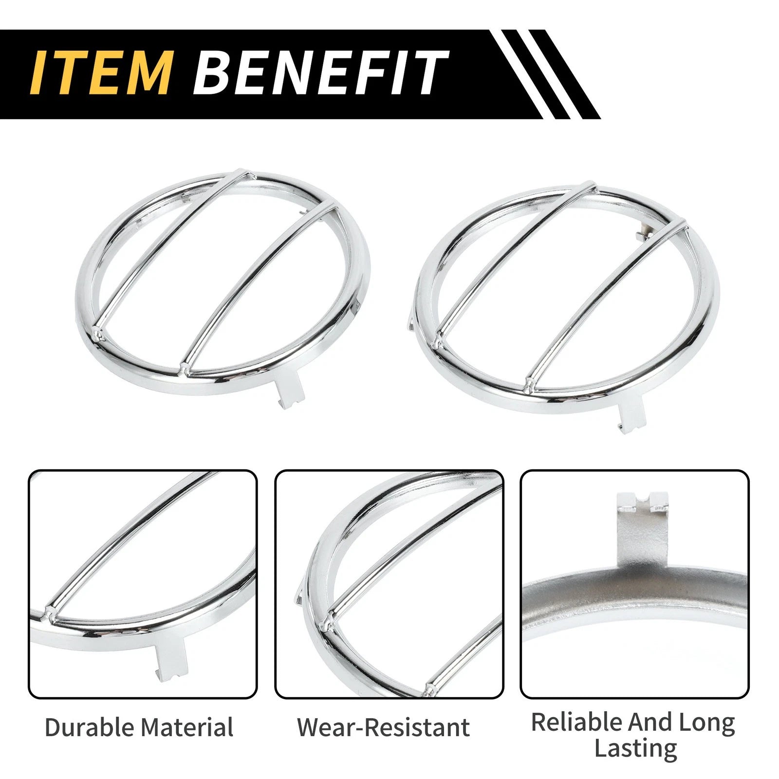 2X Turn Signal Light Grill Guard Protector Cap for Jeep Wrangler (2007–2017) Chrome