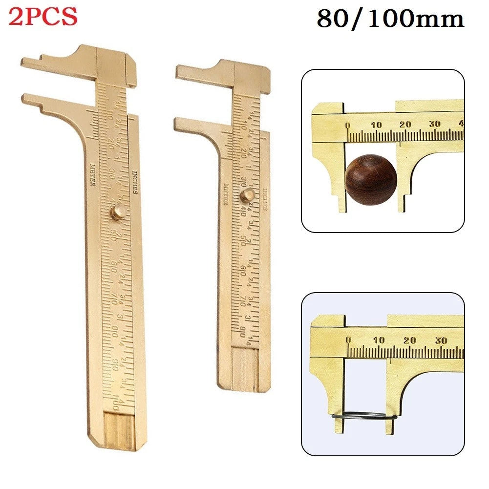 2X Brass Scale Sliding Gauge Vernier Caliper Ruler Measuring Tool
