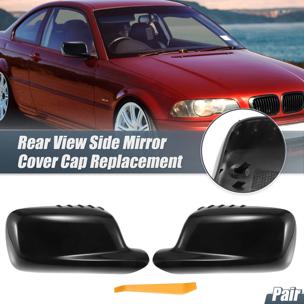 Rearview Mirror Cover Cap Gloss Black Replacement for BMW 3 Series E46 (1999–2006)