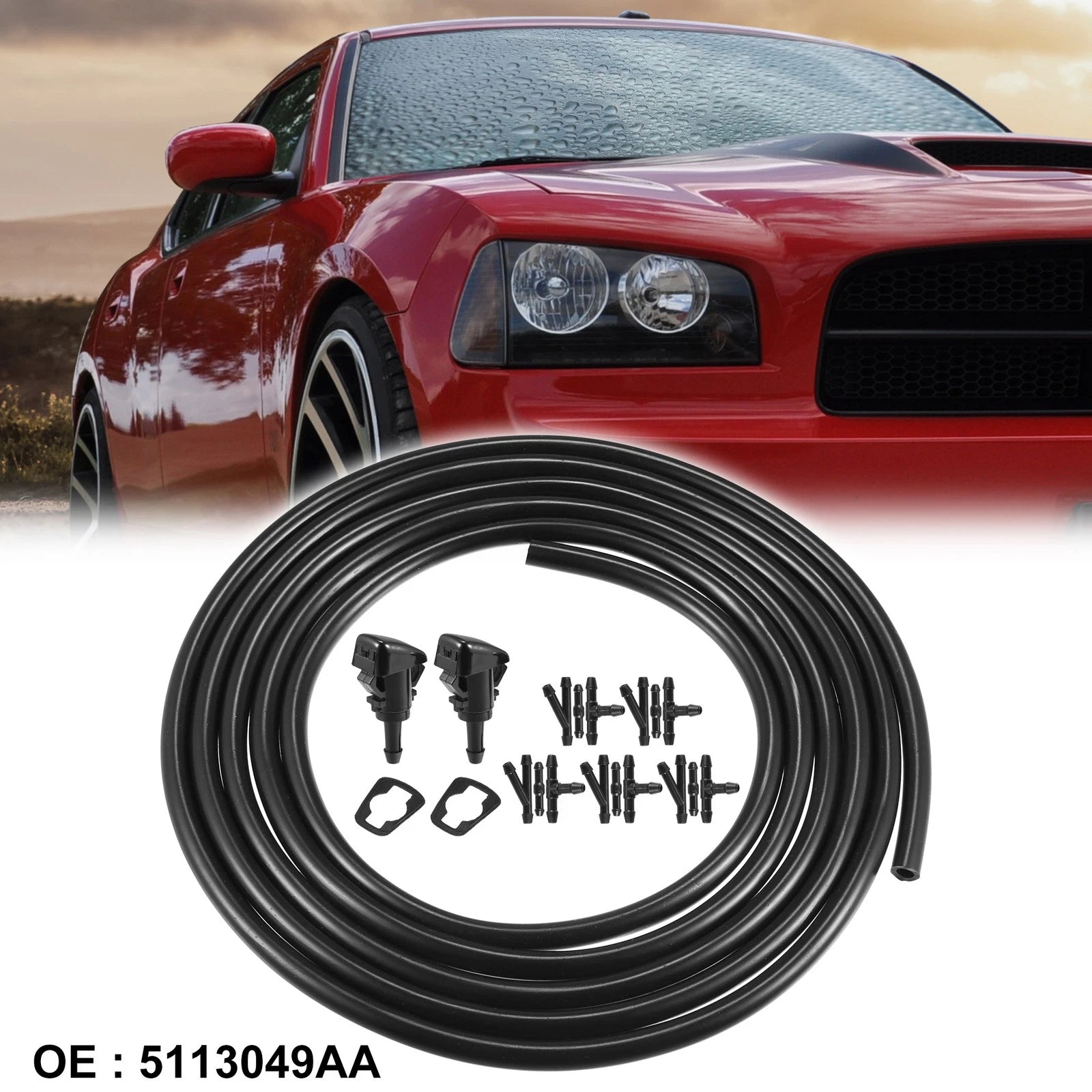 Windshield Washer Nozzle and Hose Kit 2PCS for Dodge Chrysler (2006–2019)